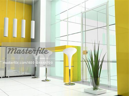 Bar in a hall of office 3d image