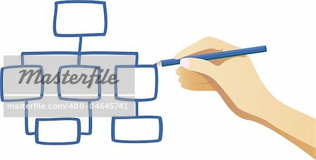 Hand writing an organization chart. Vector Image