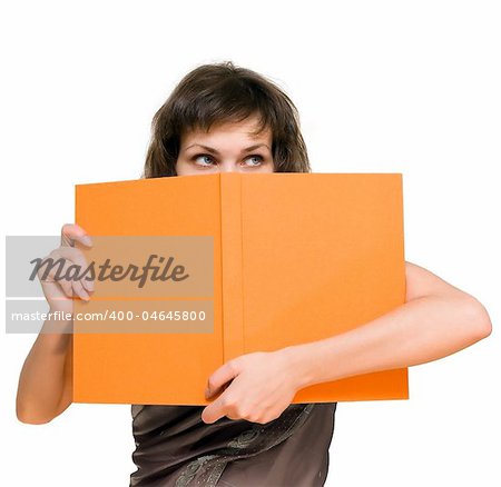 girl hidden by the big book