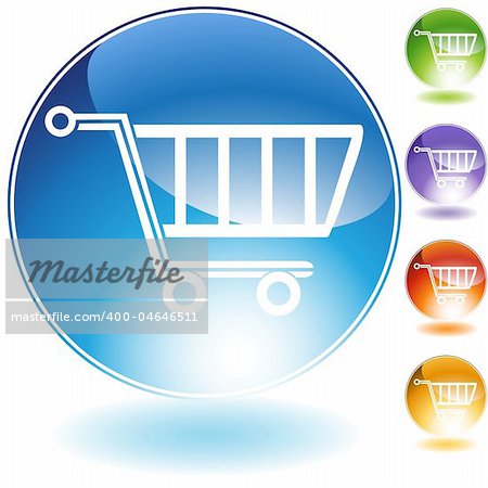 Set of 5 3D shopping cart icons.