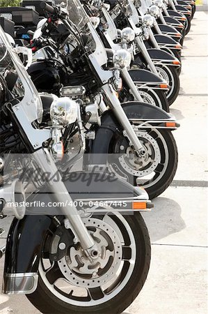 Law enforcement motorcycles ready to ride