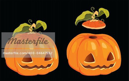 vector halloween pumpkin vegetable fruit isolated on black background