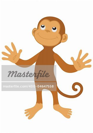 Vector brown happy monkey with smile on face