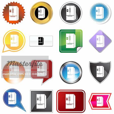 Refrigerator icon set isolated on a white background.