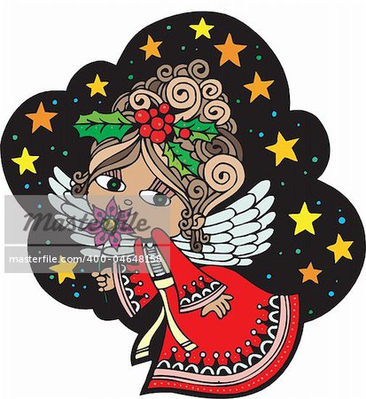 Christmas Card Angel 6. Christmas Card with Angel, vector, fully editable.