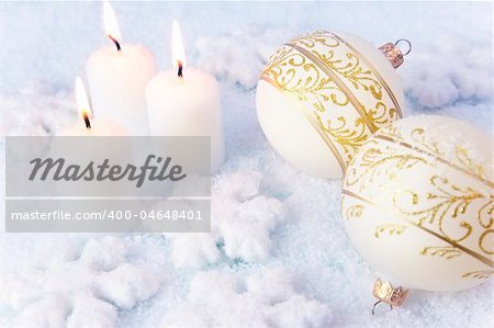 Elegance Christmas Background / Holiday Candles and Decorations
