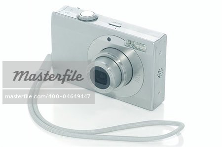 New digital camera on white with clipping path