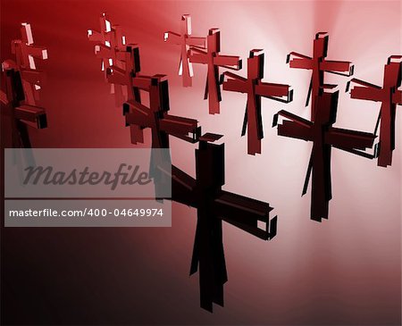 Loss of faith religion, illustrated by broken  christian church crosses