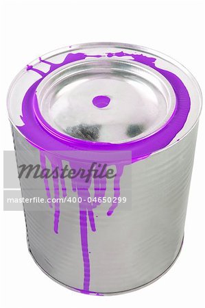 Tin of a violet paint. Isolated over white