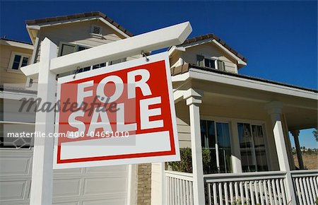 Home For Sale Sign in Front of New House