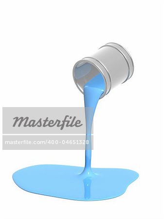 Blue paint pour out from bucket