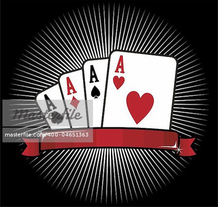 Four aces. Casino Poker Cards on black background. Vector available