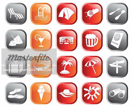 Travel set of different vector web icons