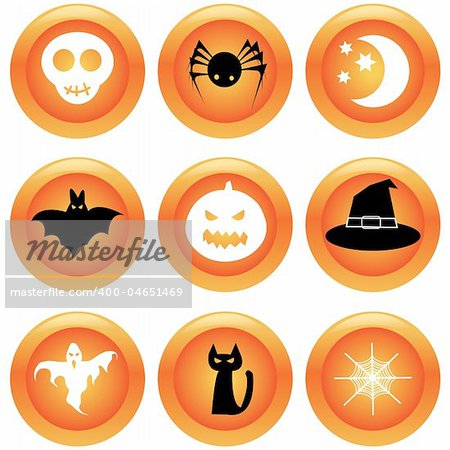 Set of halloween buttons. Vector illustration.