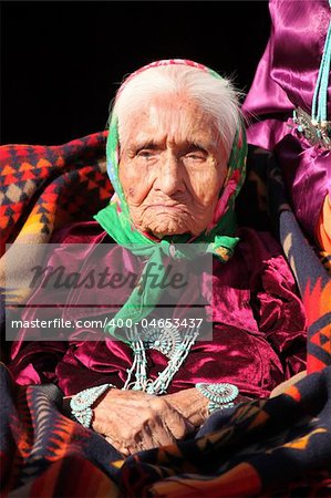 Very Old and Wise Navajo Elder Wearing Traditional Jewelry