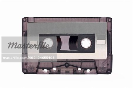 Gray-transparent Compact Cassette isolated on white