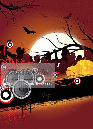 abstract halloween flyer design with dancing people