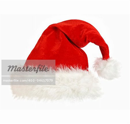 classic red and white santa claus cap isolated