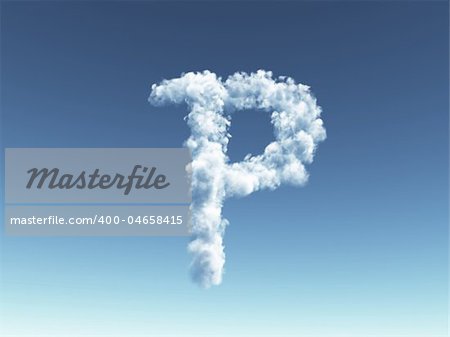 clouds forms the uppercase letter P in the sky - 3d illustration