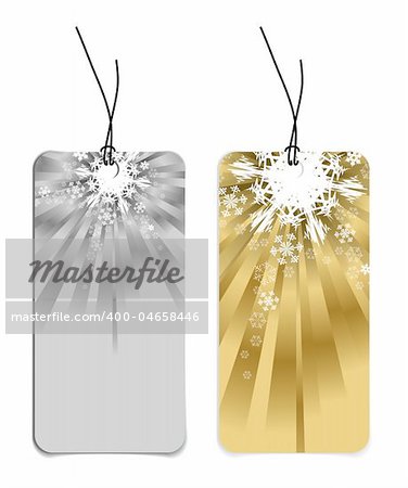Christmas tags with snowflakes (silver and golden version)