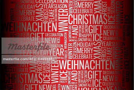 Abstract Christmas card - season words on red