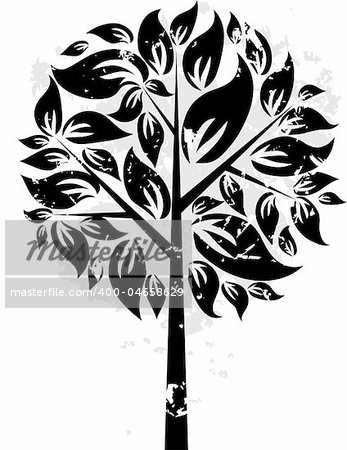 Decorative grunge tree, vector illustration