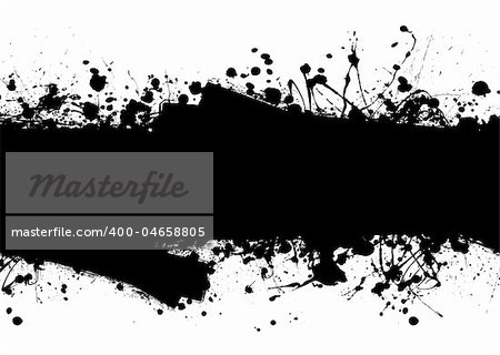 Black ink splat background with roller marks and text space