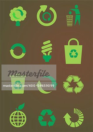 Recycling icons set vector illustration