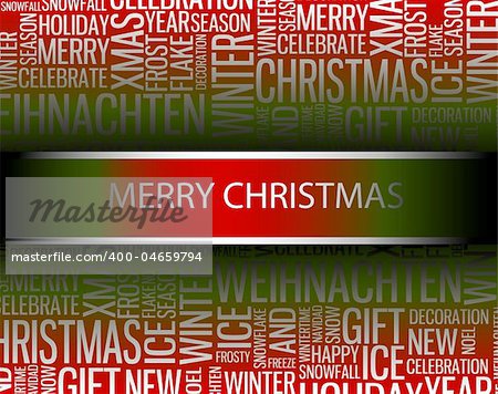 Abstract Christmas card - silver season words on red