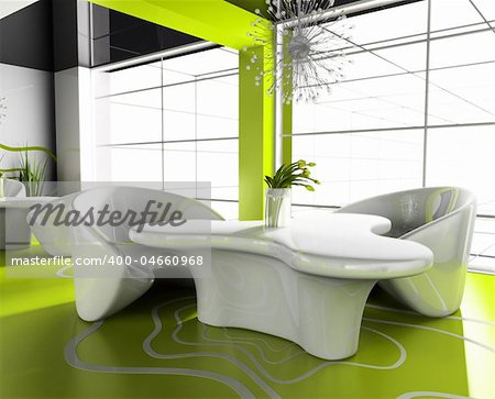 dining table in modern cafe 3d image