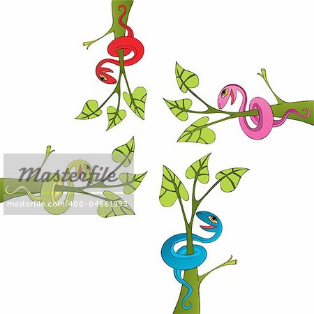 snake and tree hand drawing vector