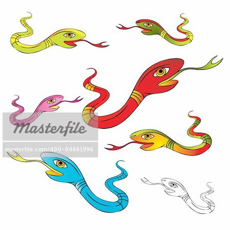 color snake hand drawing vector