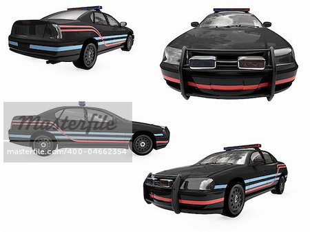 Isolated collection of black police car