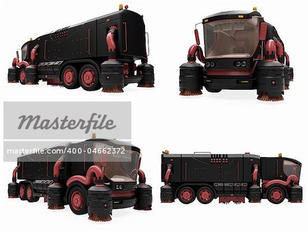 Isolated collection of concept wash truck