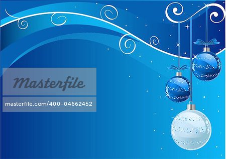 Blue Abstract Vector Christmas Background with balls