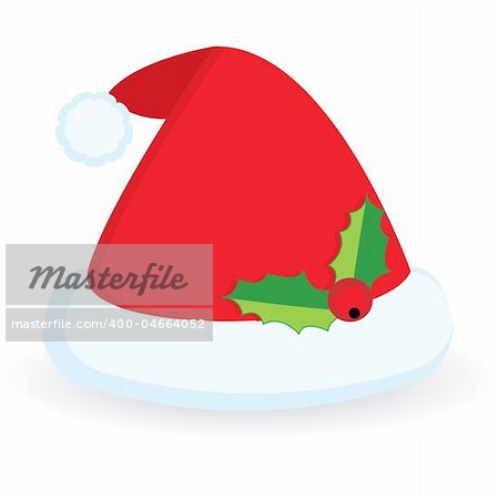 Santa's hat with holly berry. Vector illustration  for your design.