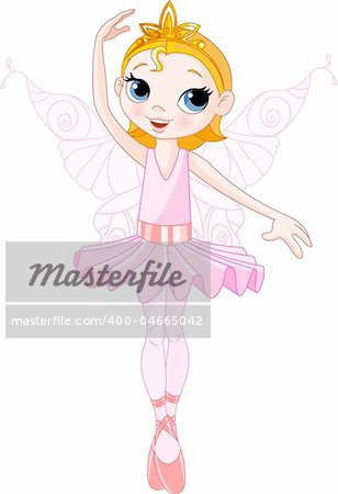 Vector Illustration of Little Cute dancing Fairy Ballerina