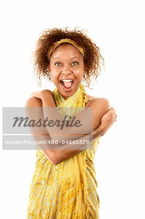 Pretty African American Woman on White Background