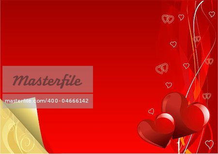 Vector decorative Valentine Day background with curled paper