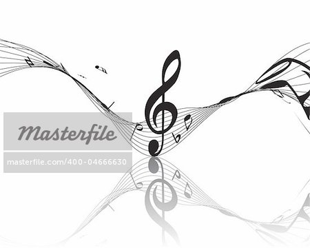 Vector musical notes staff background for design use