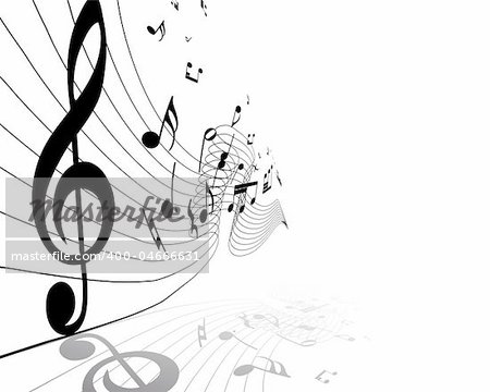 Vector musical notes staff background for design use