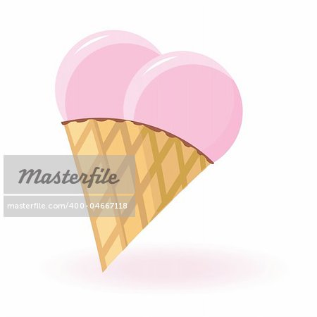 Heart shaped ice-cream. Vector illustration
