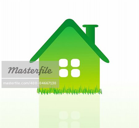 beautifull illustration of green ecology house isolated on white background