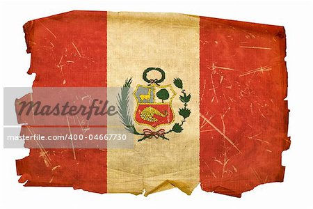 Peru Flagge alt, isoliert auf weißem Hintergrund.