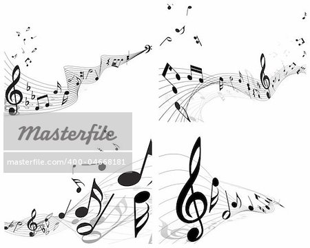 Vector musical notes staff backgrounds set for design use