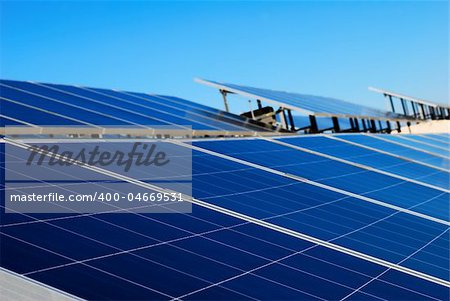 Blue solar panel installation