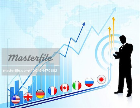 Businessman on chart background with Graph Original Vector Illustration
