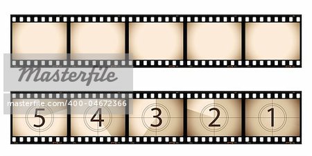 Sepia film strip and countdown, part of my film collection.