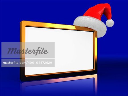 abstract 3d illustration of christmas frame over blue background