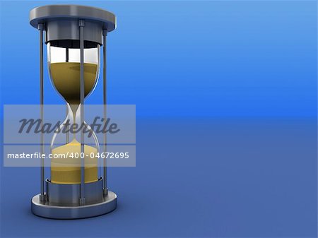 3d illustration of hourglass over gradient blue background